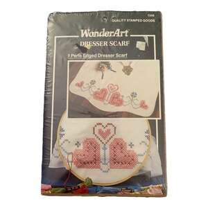 Wonder art dresser scarf cross stitch new in package nwt